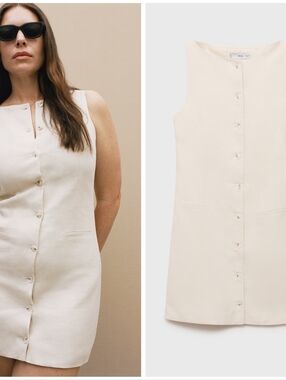 MANGO Linen Blend Dress
